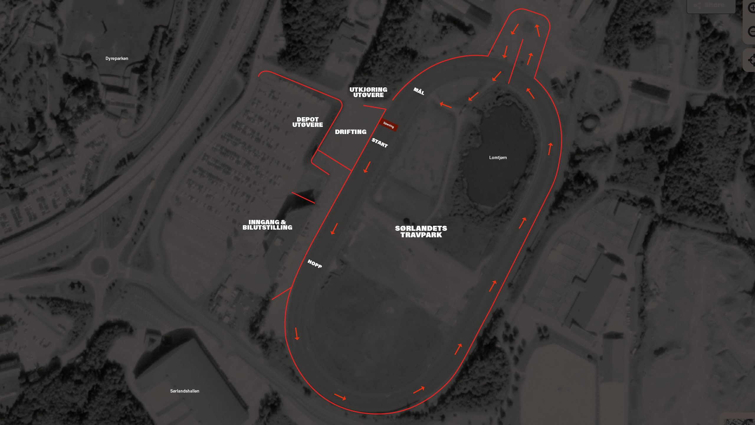 Løypekart for motorsportshow